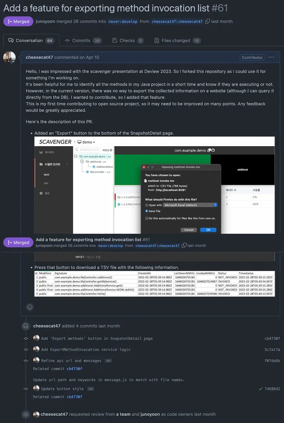 Scavenger add Export feature PR
