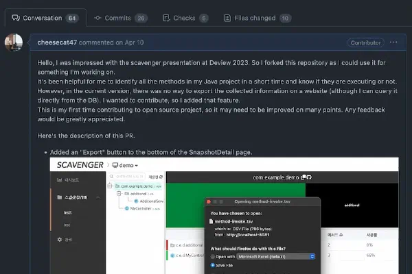Scavenger에 Export 기능 추가하기