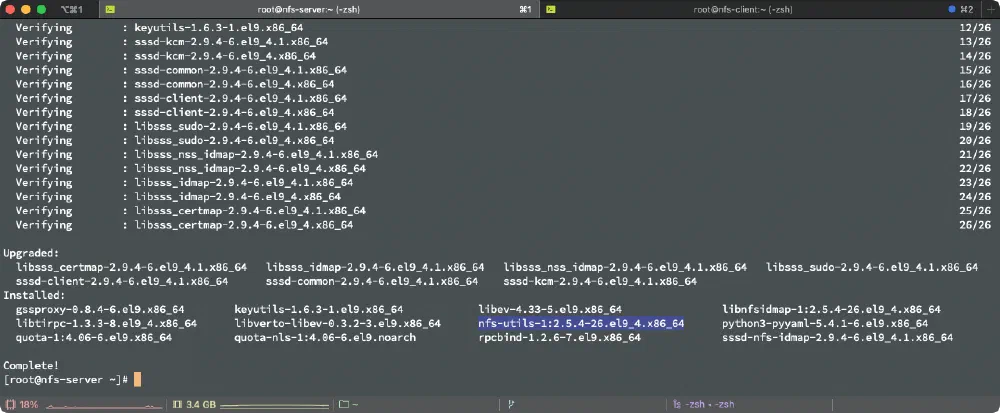 Install nfs-utils on server