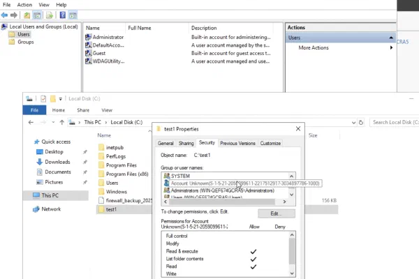 Linux / Windows Server에서 사용자 계정이 삭제되었을 때